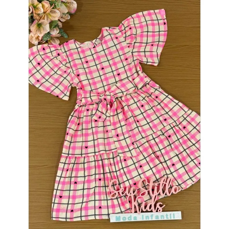 Vestido Infantil Momi Inverno Xadrez Neon