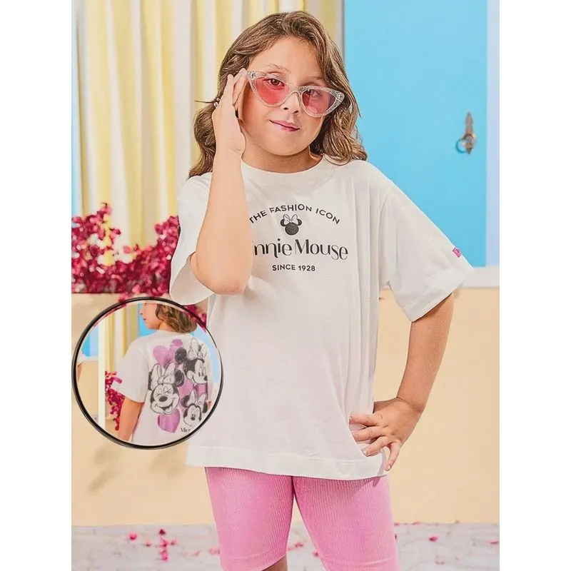 Conjunto blusa E legging minnie carinhas metalizada animê