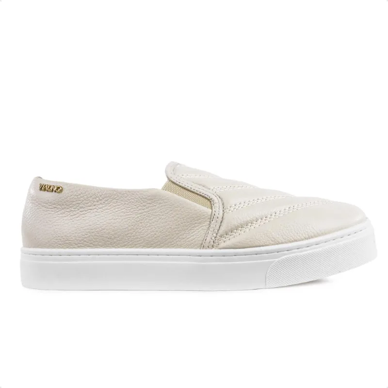 Tênis Via Uno Moda Slip On Feminino 35 / Off White / Branco