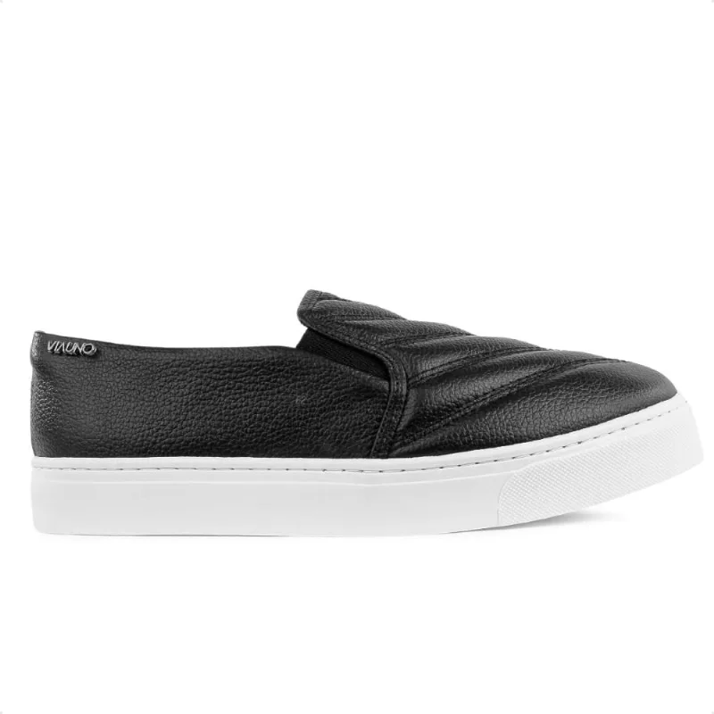 Tênis Via Uno Moda Slip On Feminino 35 / Preto / Branco