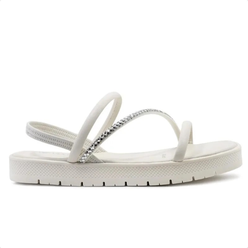 Sandália Papete Via Uno Tira Brilhante Feminina 38 / Off White