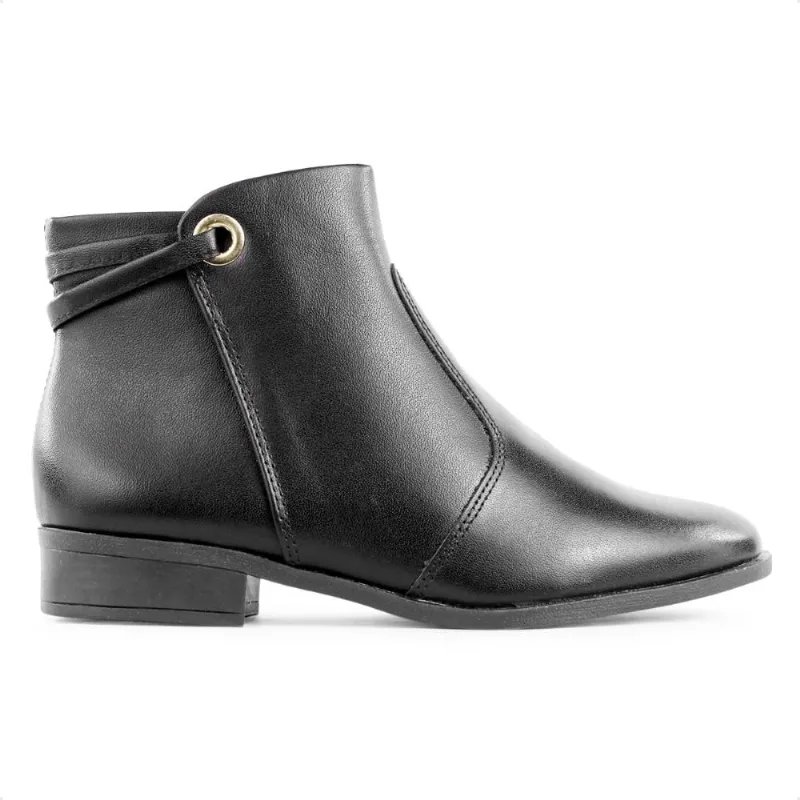 Bota Via Uno Cano Curto Salto Baixo Feminina 34 / Preto / Preto
