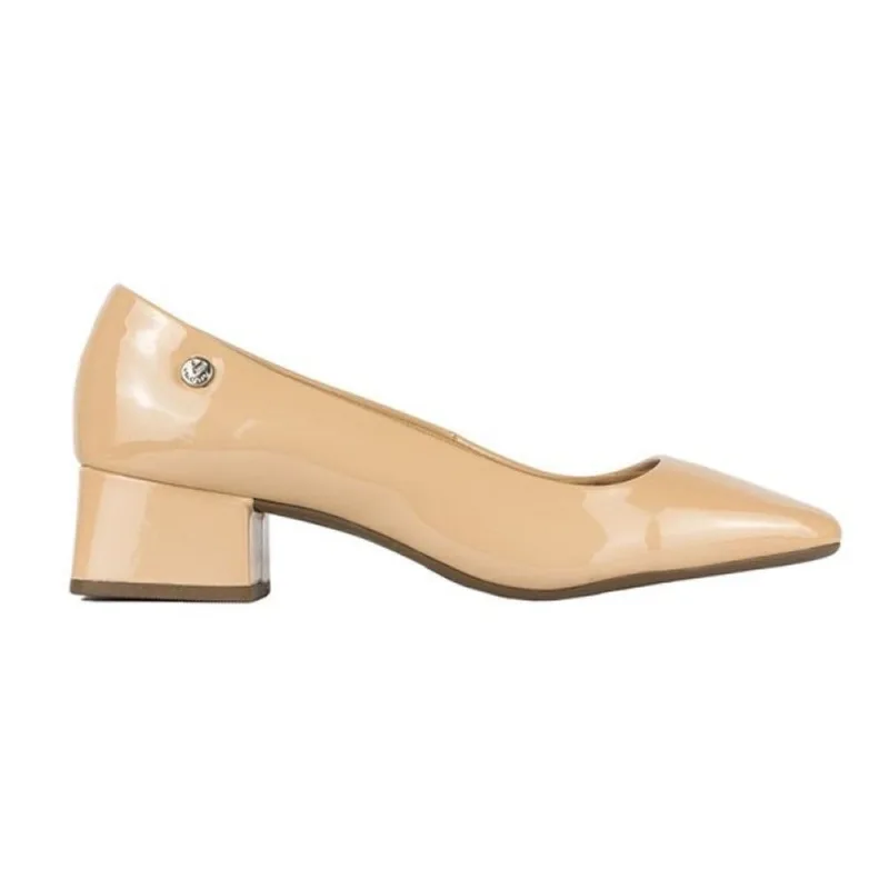 Scarpin Via Uno Salto Baixo Bloco Verniz Nude 37 / Nude