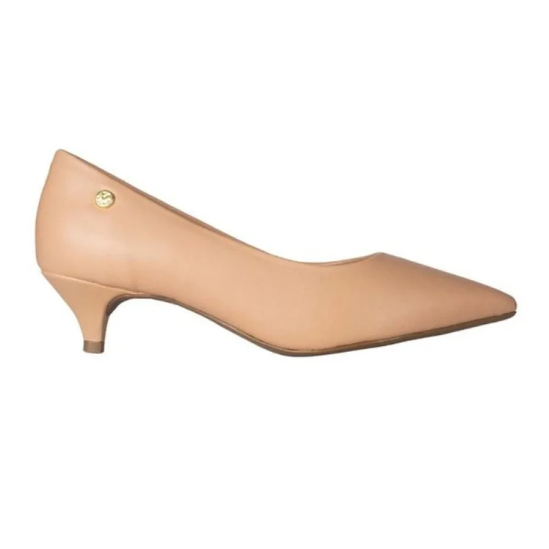 Sapato Scarpin Via Uno Bico Fino Salto Baixo 36 / Nude