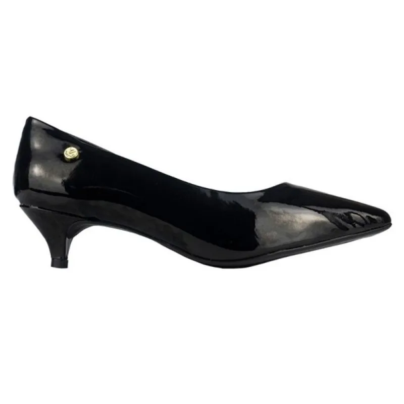 Sapato Scarpin Via Uno Verniz Bico Fino Salto Baixo 34 / Preto