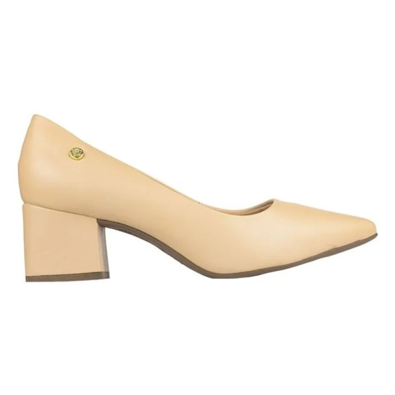 Sapato Via Uno Scarpin Salto Grosso 38 / Bege