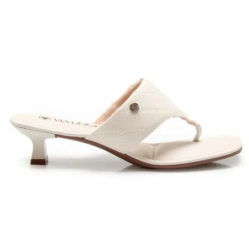 Tamanco de Dedo Via Uno Matelassê Feminino Off White 38