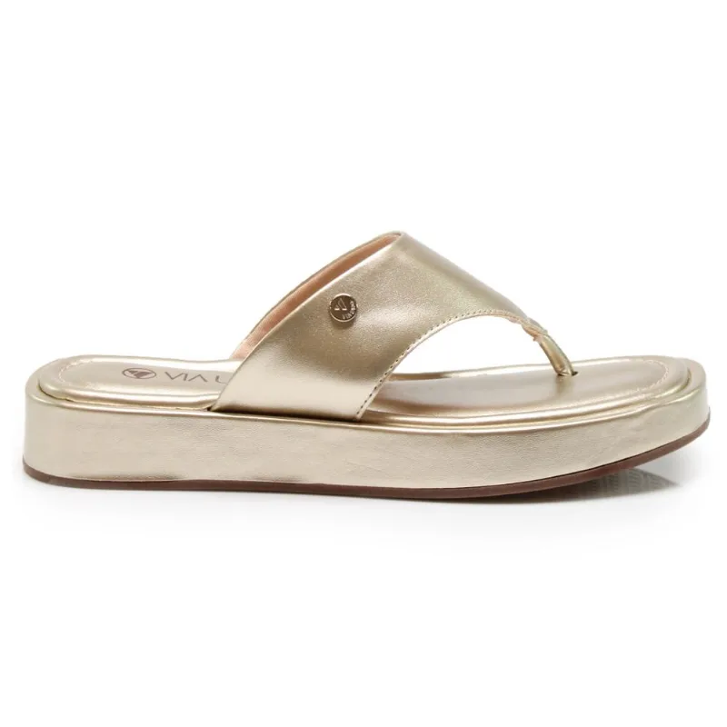 Tamanco Via Uno Casual Dourado Feminino 36
