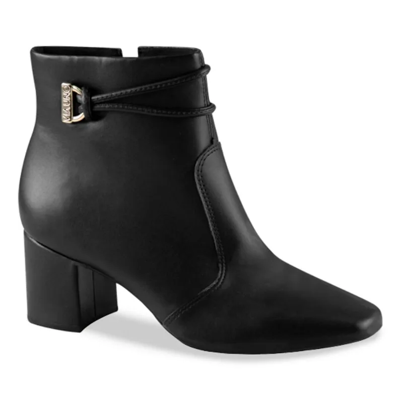 Bota Ankle Boot Via Uno Salto Bloco Feminina Preta PRETO - 39