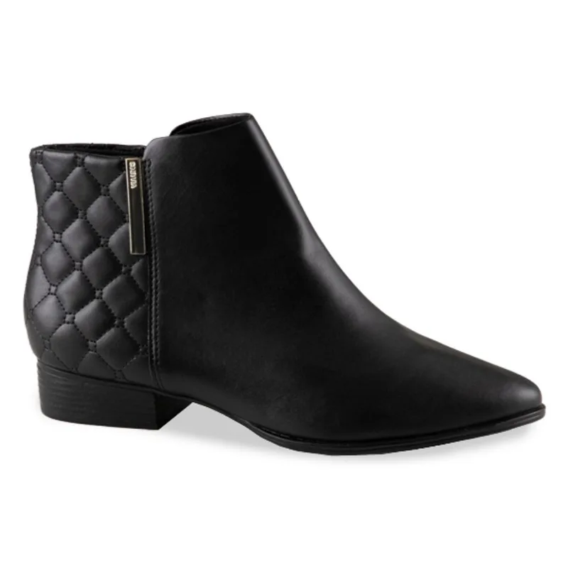 Bota Via Uno Cano Baixo com Detalhe Matelassê Feminina Preta PRETO - 37