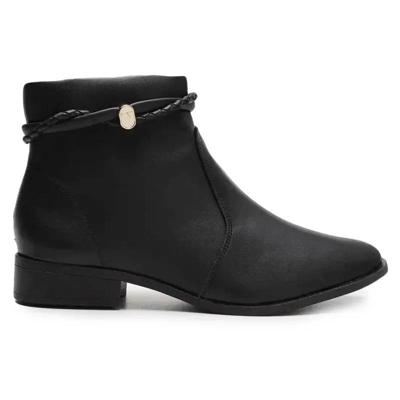 Bota Via Uno Tornozeleira Decorativa Feminina Preta PRETO/PRETO - 38