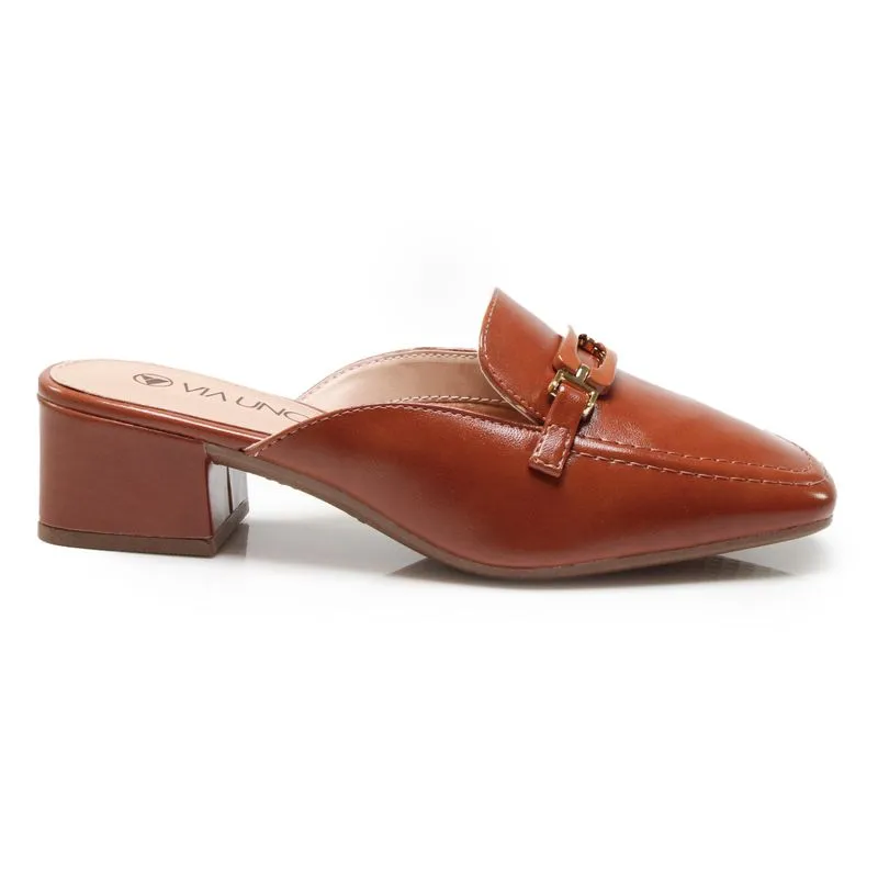 Mule Via Uno Salto Bloco Feminino Caramelo CARAMELO - 34