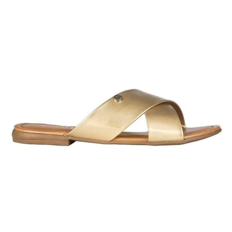 Sandália Via Uno Rasteira Tira X 34 / Dourado
