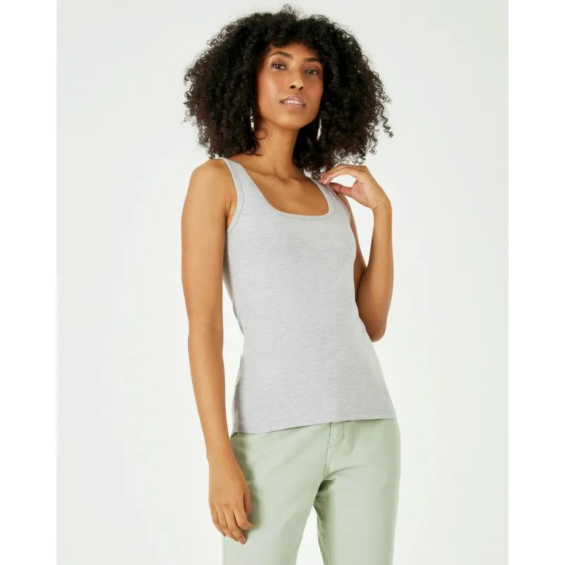 Blusa Básica Feminina Decote U Em Cotton Conforto Cinza - XGG