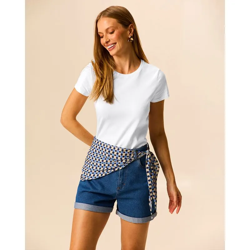 Camiseta Básica Feminina Slim Em Algodão Branco - PP