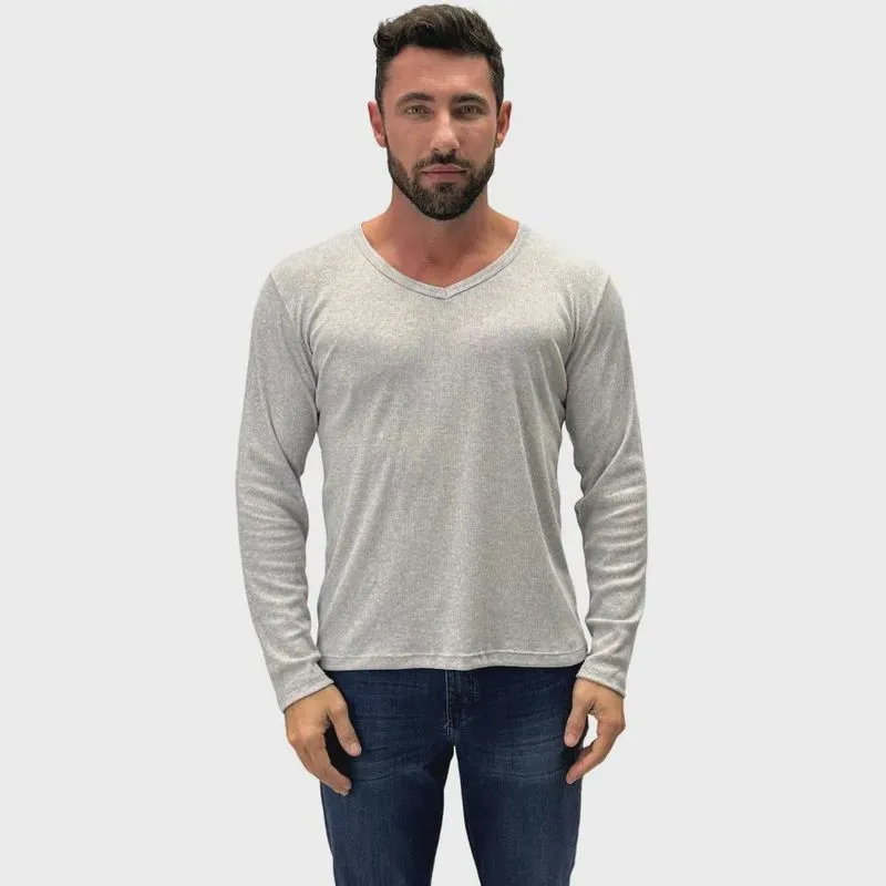Blusa Bela Notte Ceroula Canelada Gola V Masculina