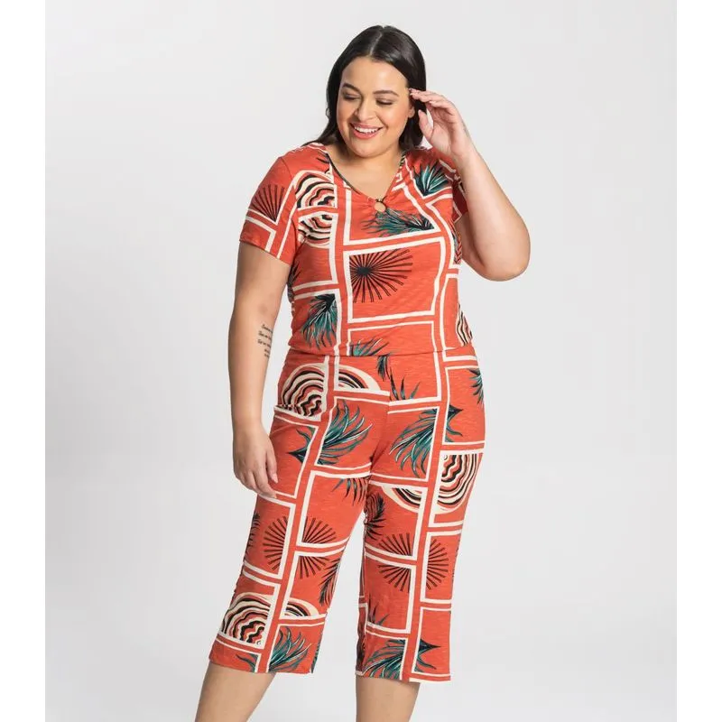 Macacão Midi Feminino Rovitex Plus Vermelho G