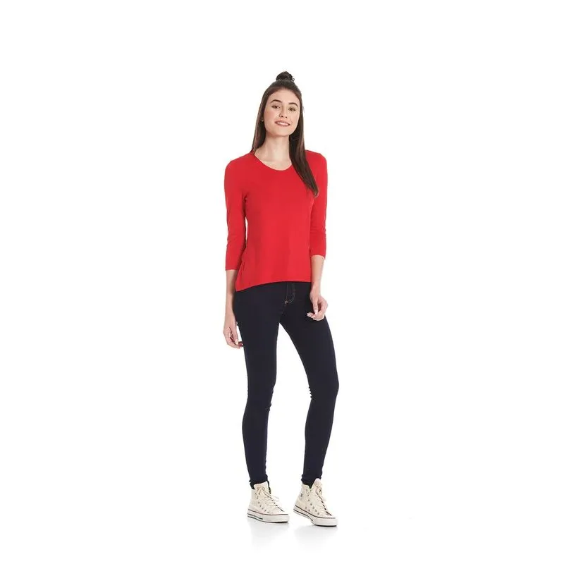 Blusa Feminina Básica Manga 3/4 Rovitex Vermelho G
