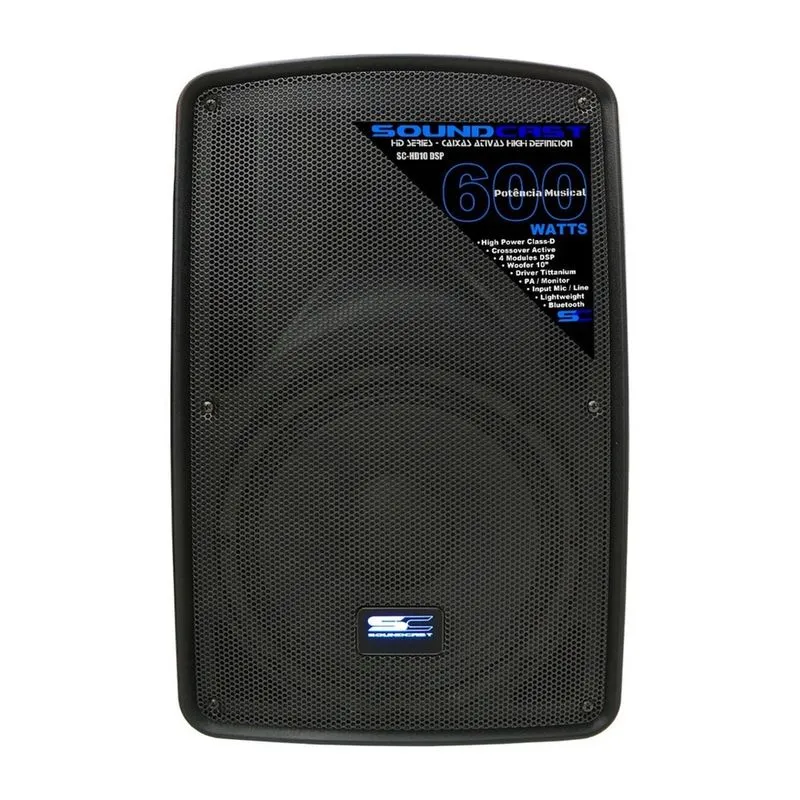 Caixa Ativa 10 600W usb/sd/bt. HD10 dsp - SoundCast