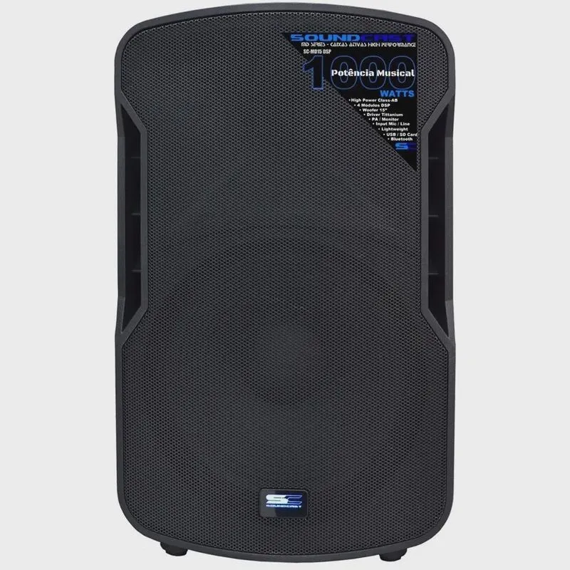 Caixa Ativa 15 1000W dsp/usb/sd/bt. MD-15 dsp - Soundcast