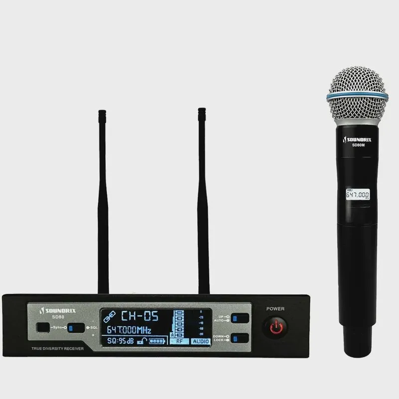 Microfone Sem Fio Profissional uhf SD-80M - Soundrix