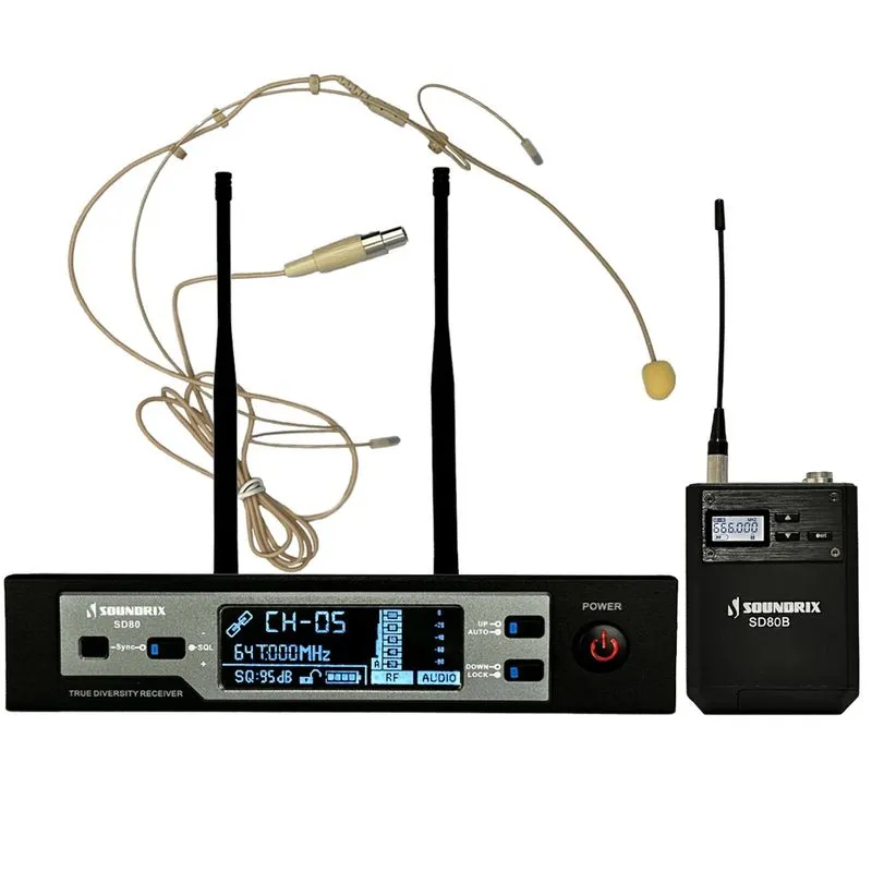 Microfone Sem Fio Profissional Headset uhf SD-80B - Soundrix