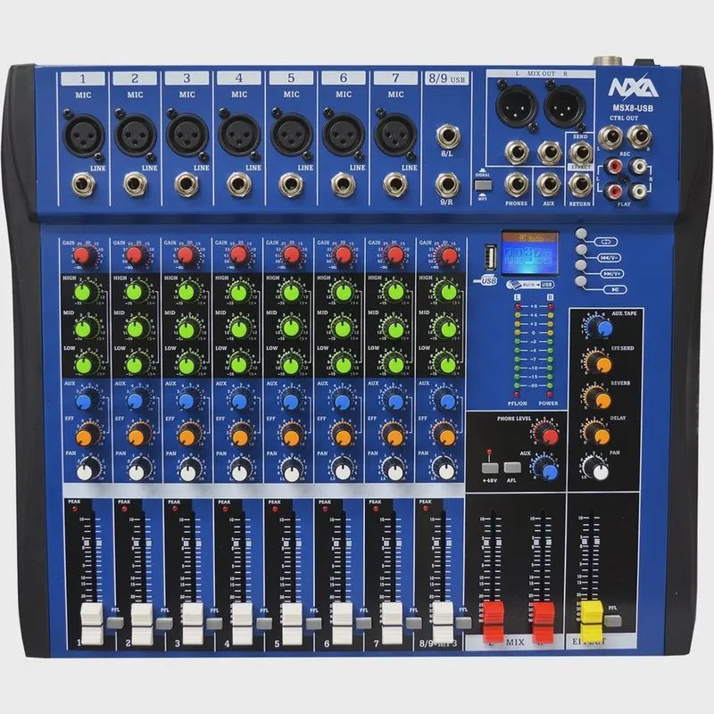Mesa de Som 8 Canais Com Bluetooth, efx e USB MSX-8 USB - nxa