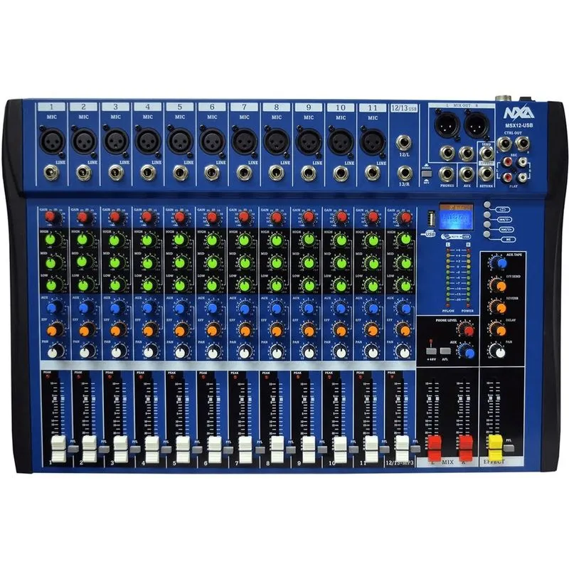 Mesa de Som 12 Canais Com Bluetooth, efx e USB MSX-12 USB - nxa