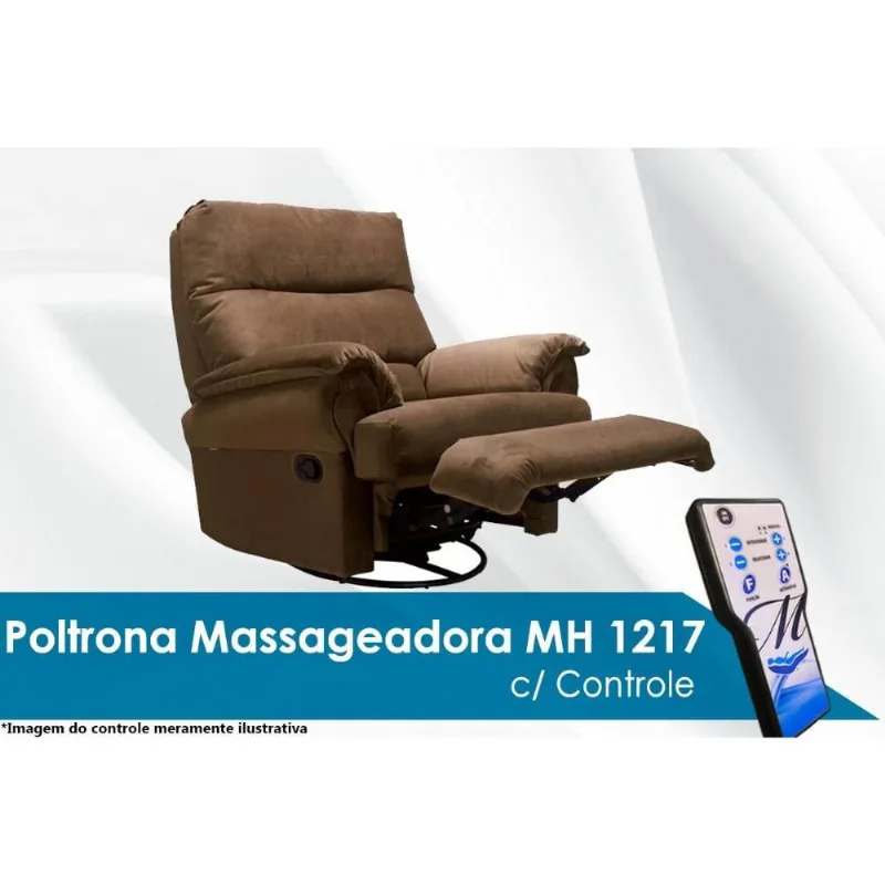 Poltrona Reclinável c/Massagem p/ Sala MH 1217 Two Way Suede Marrom - Herval
