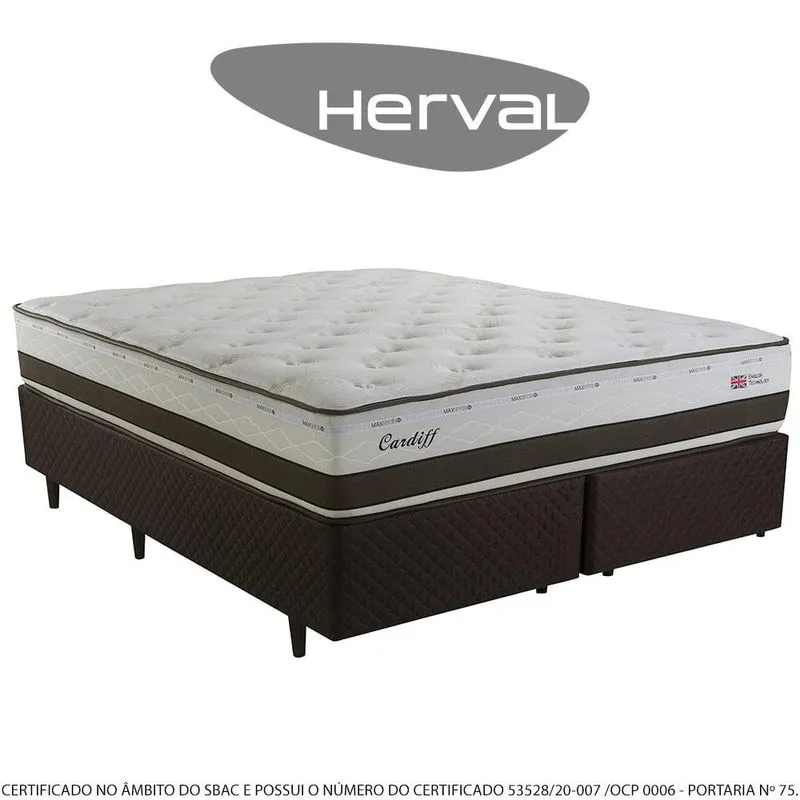Cama Box Herval Cardiff King, Molas Maxspring, 69 x 193 x 203 cm