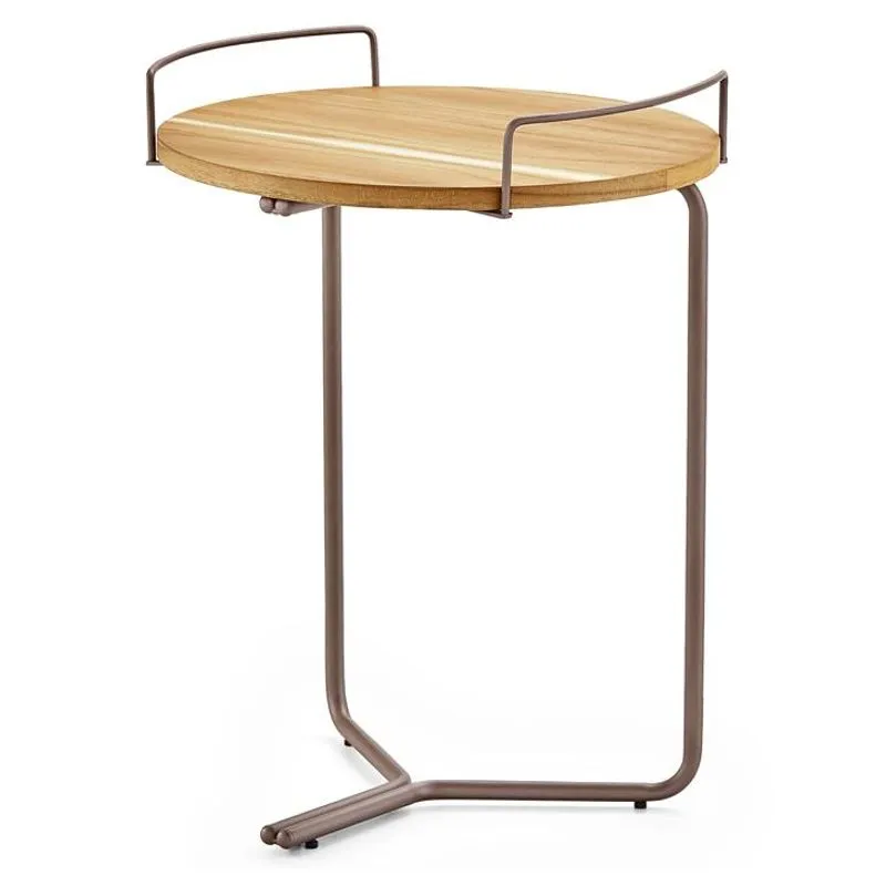 Mesa De Apoio Herval Dan, 59x47 Cm, Amêndoa Com Base Bege