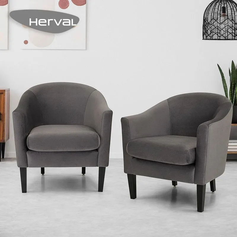 Kit 2 Poltronas Decorativas Herval Liz, Veludo Grafite