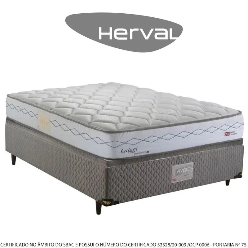 Cama Box Baú Casal Herval Luiggi, Molas Maxspring, 71 x 138 x 188 cm