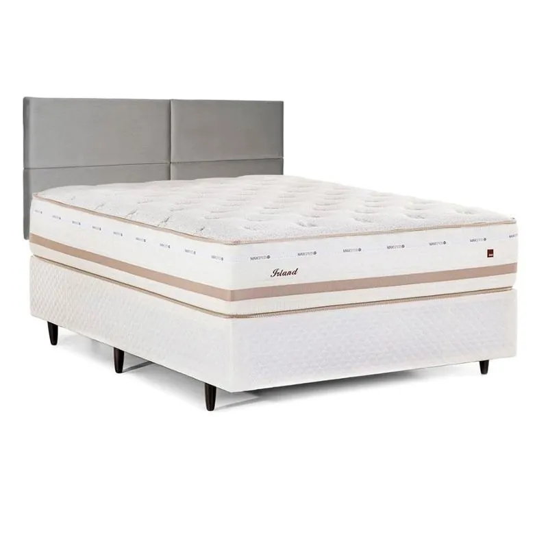 Cama Box Casal com Cabeceira Herval Irland, em Molas Maxspring, 72x138x188 cm
