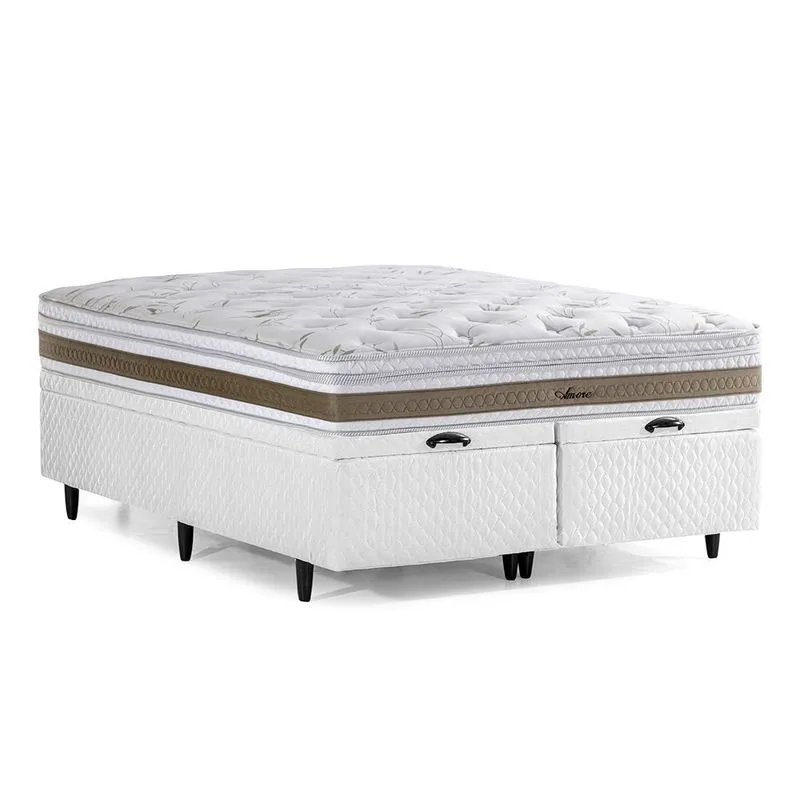 Cama Box Baú Herval Queen Amore, 74x158x198 cm, Molas Ensacadas