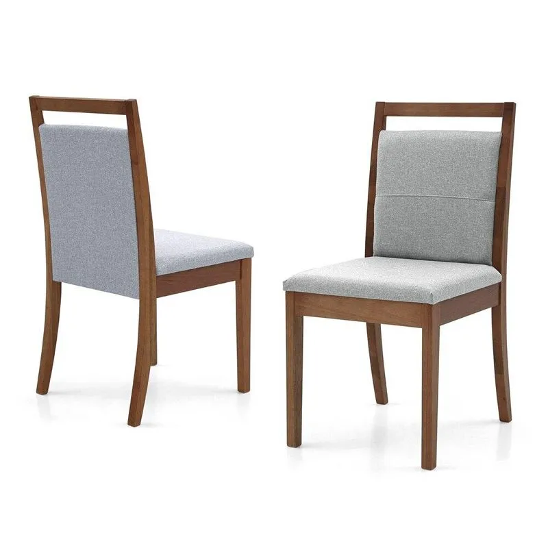 Conjunto 2 Cadeiras Para Mesa De Jantar Herval Light, Desmontável, Madeira Maciça, Cinza E Amêndoa