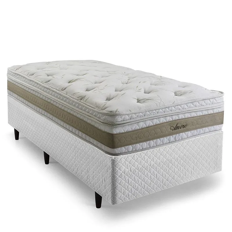 Cama Box de Solteiro Herval Amore, Molas Ensacadas, 67x88x188 cm