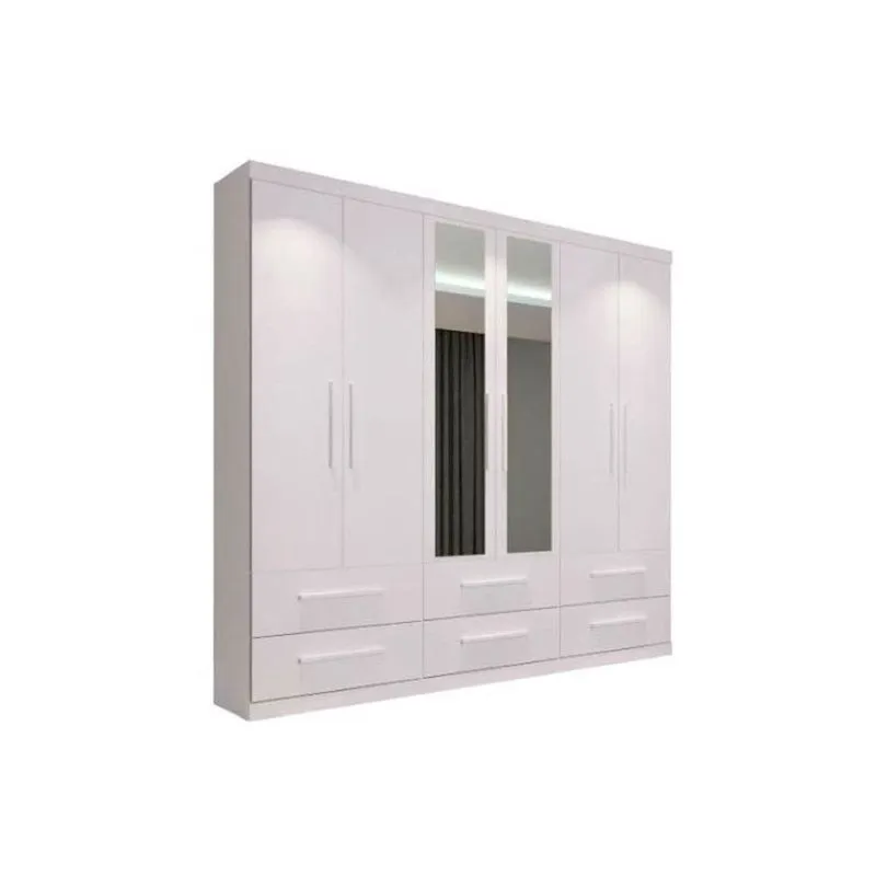 Guarda Roupa Casal 6 Portas e 6 Gavetas c/ Espelho PH1691 Branco - Herval