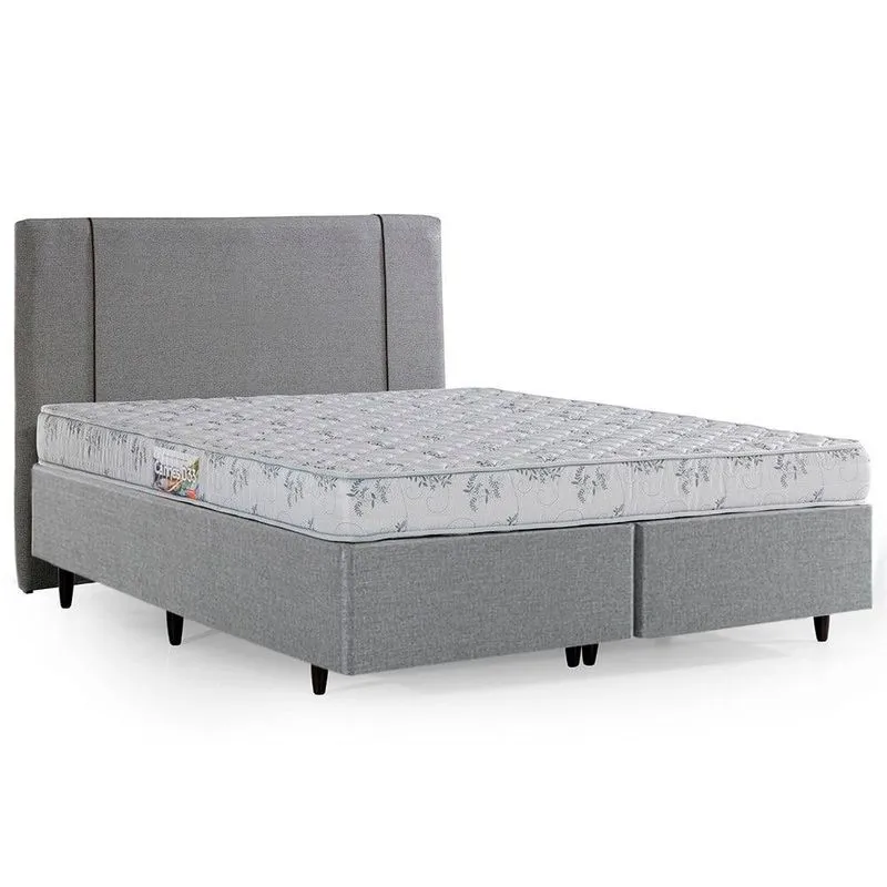 Cama Box com Cabeceira Herval Queen Cannes, 56x158x198 cm, Bordado, Espuma D33