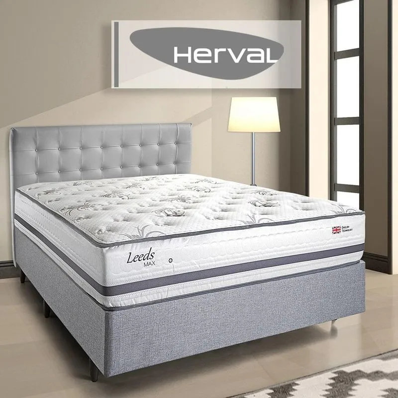 Cama Box Herval Casal Leeds, 69x138x188 Cm, Molas Maxspring
