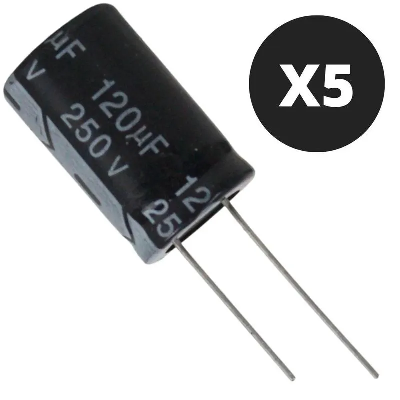 Kit 5 Capacitor Eletrolitico 120x250v-105 Graus Novo