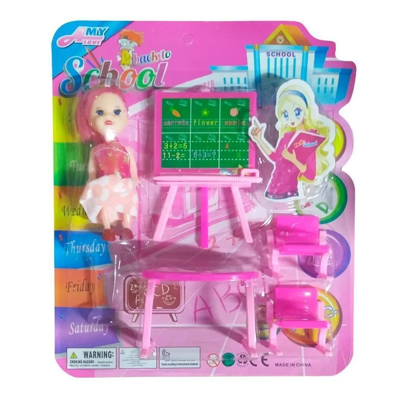 Kit 10 Kit Escolinha Boneca Brinquedo Infantil Para Meninas