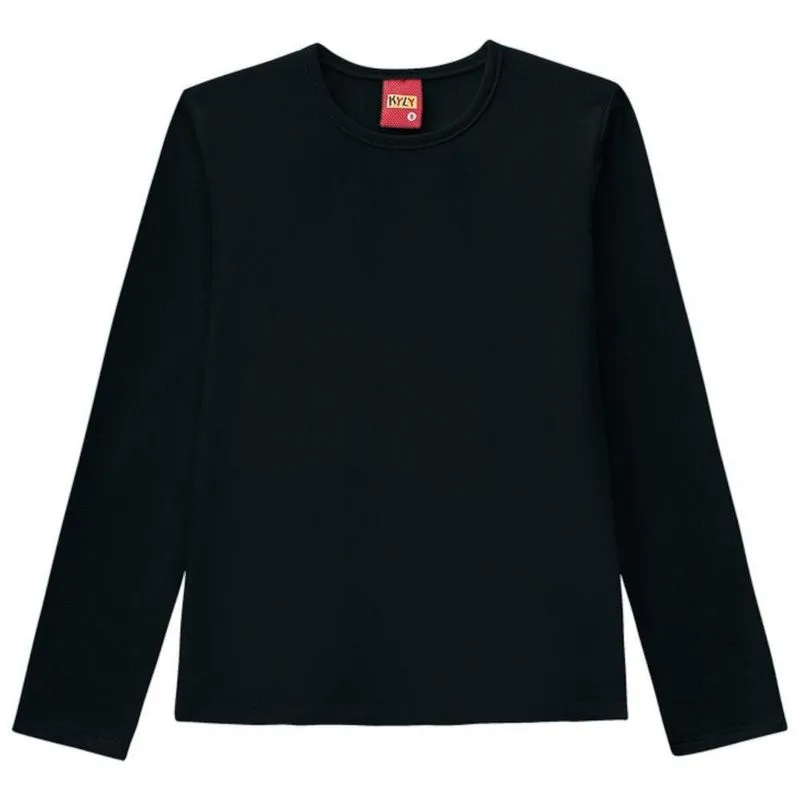 Blusa Manga Longa Infantil Kyly 4 Preto Lisa (MP)