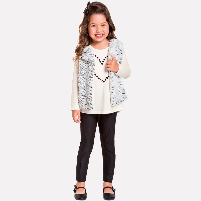 Conjunto Infantil Feminino Blusa + Colete + Legging Milon 11396.40071.8