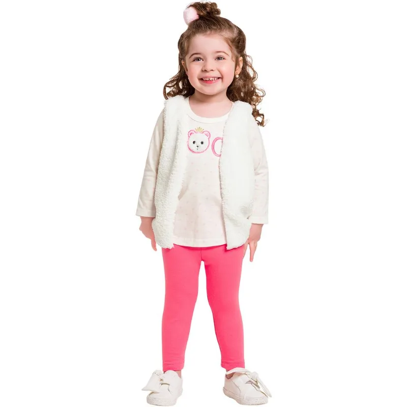 Conjunto Infantil Feminino Blusa + Legging + Colete Kyly 206858.0001.6