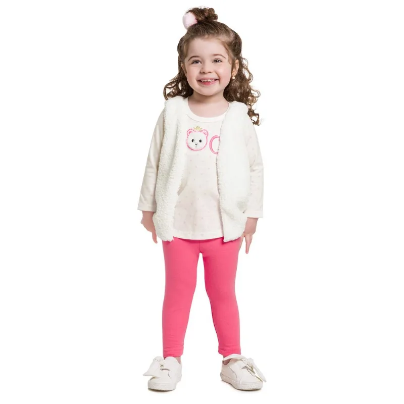 Conjunto Infantil Feminino Blusa + Legging + Colete Kyly 206858.0467.1