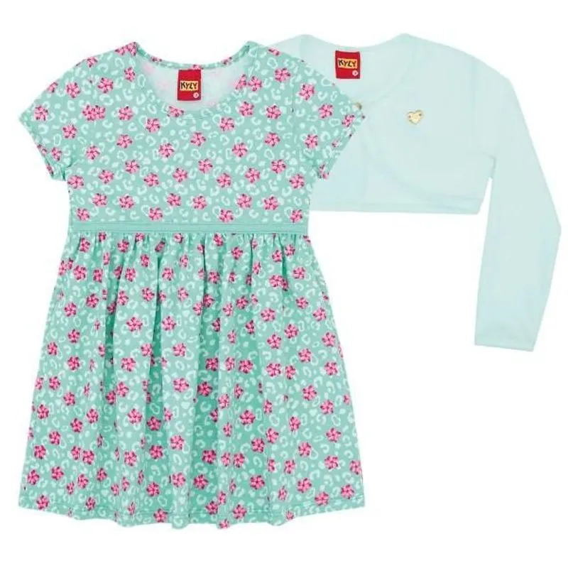 206348 vestido com casaquinho florido kyly - Verde - 01