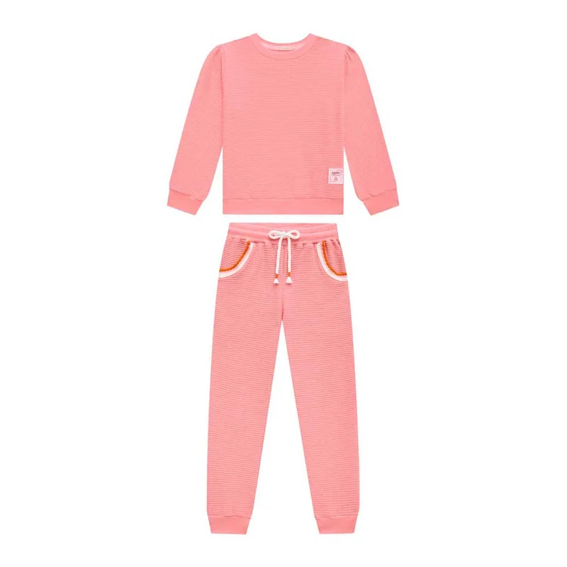 Conjunto Blusão e calça em Moletinho Canelado Somnii - Feminino 04 / Menina / Apricot