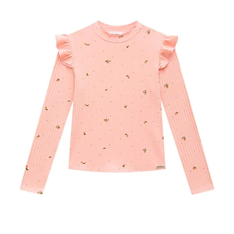 Blusinha Manga Longa Canelada Estampada Somnii - Feminina 08 / Menina / Amarelo