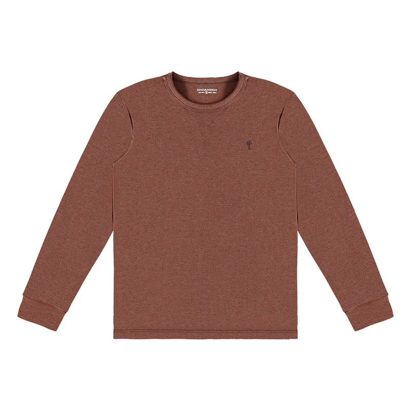 Camiseta Manga Longa Suedine Onda Marinha - Masculina 01 / Menino / Marrom